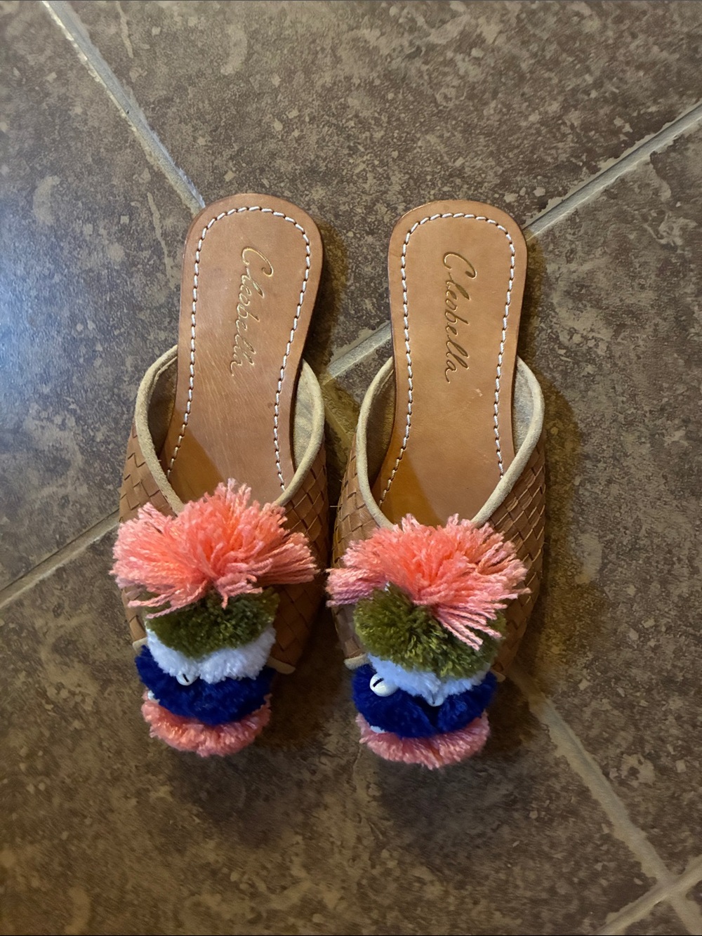 Cleobella pom Pom  Mules slide sandals